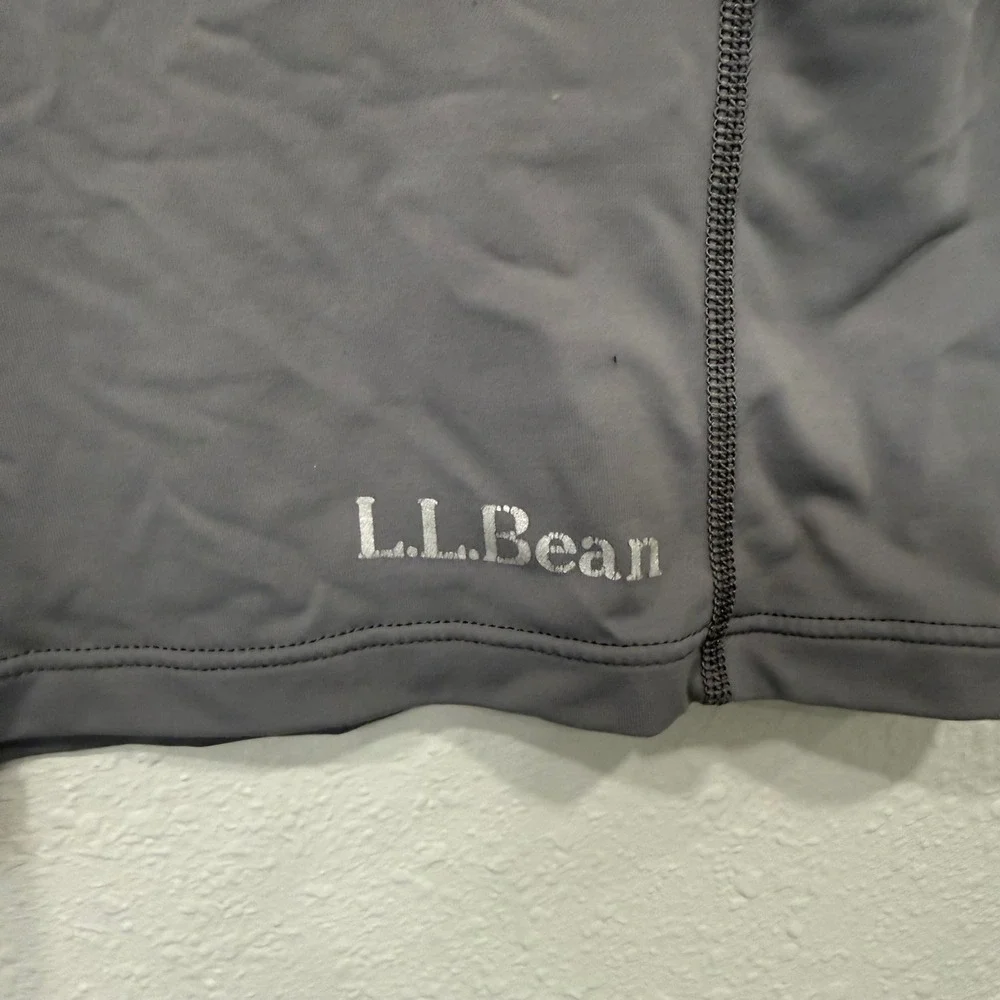 LL Bean Mens XXL Gray Hydro Rash Guard Short Sleeve Mock Neck Swim Shirt A124‎